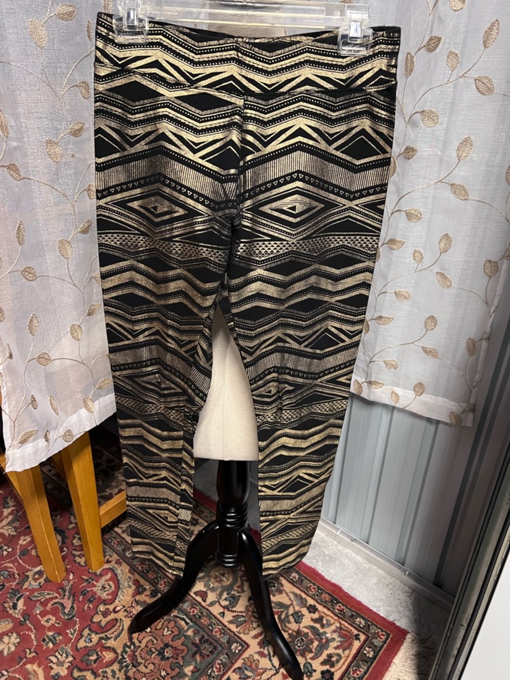 Black and Gold Aztec Stripe Leggings